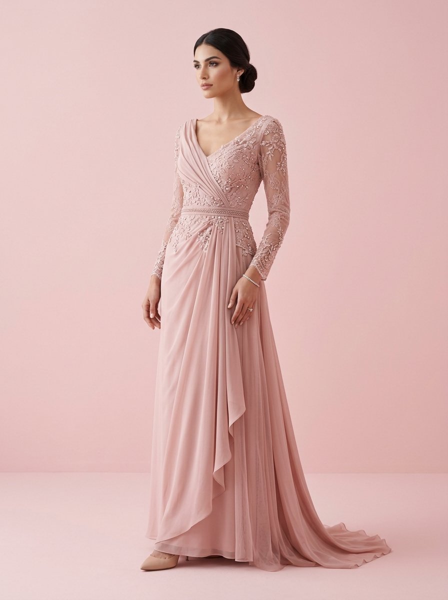 Rose Mist Draped Gown
